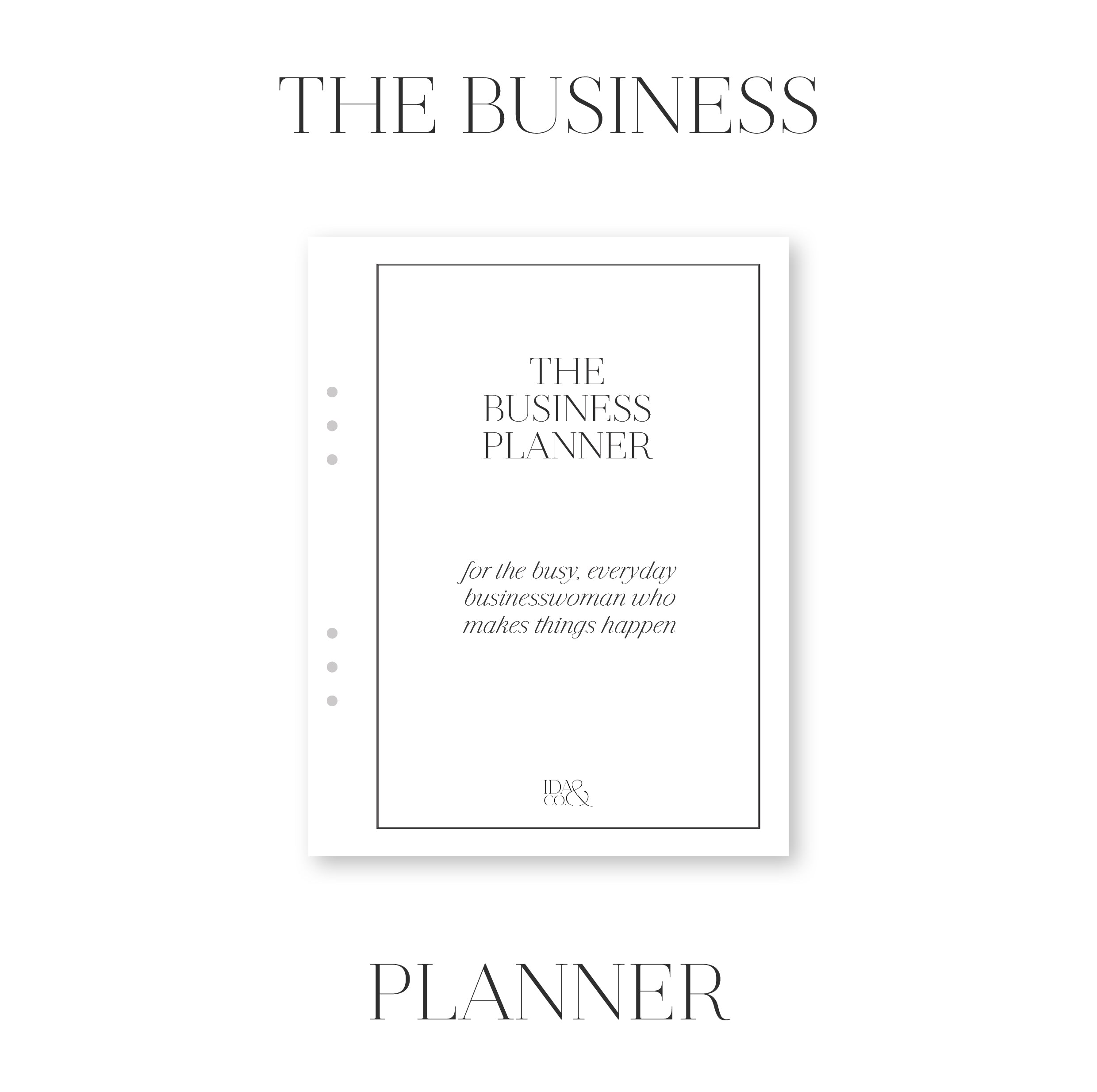 The Business planner front cover page on a white background