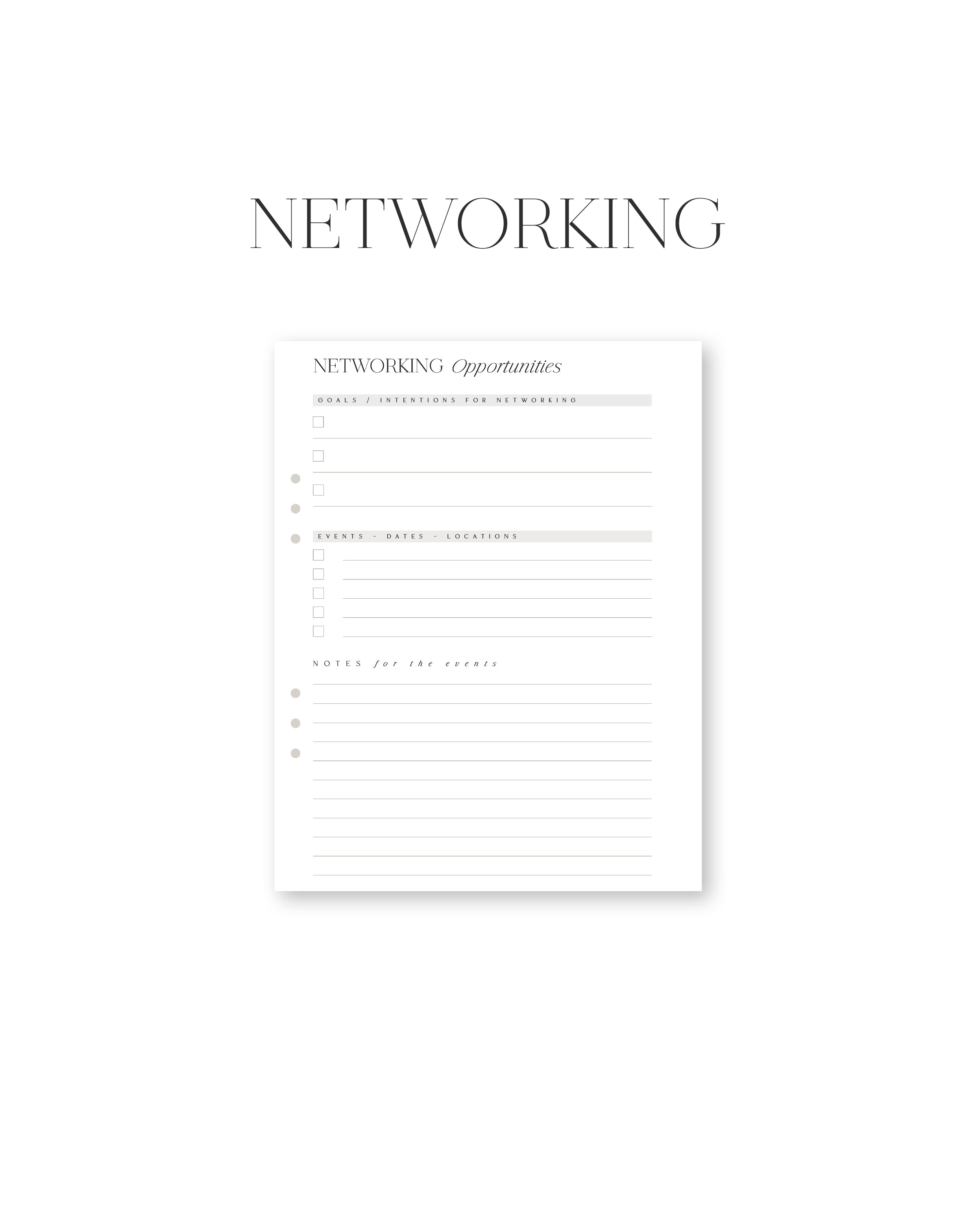 Sheet of paper titled 'Networking' with a list on a white background