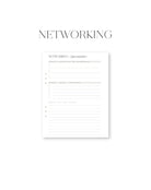 Sheet of paper titled 'Networking' with a list on a white background