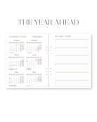 Yearly calendar and event planner on a white background