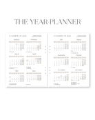 Yearly planner calendar with months displayed on a white background