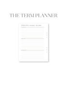 White planner with text and lines on a white background