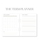 Two-page spread of a planner with 'The Term Planner' at the top.