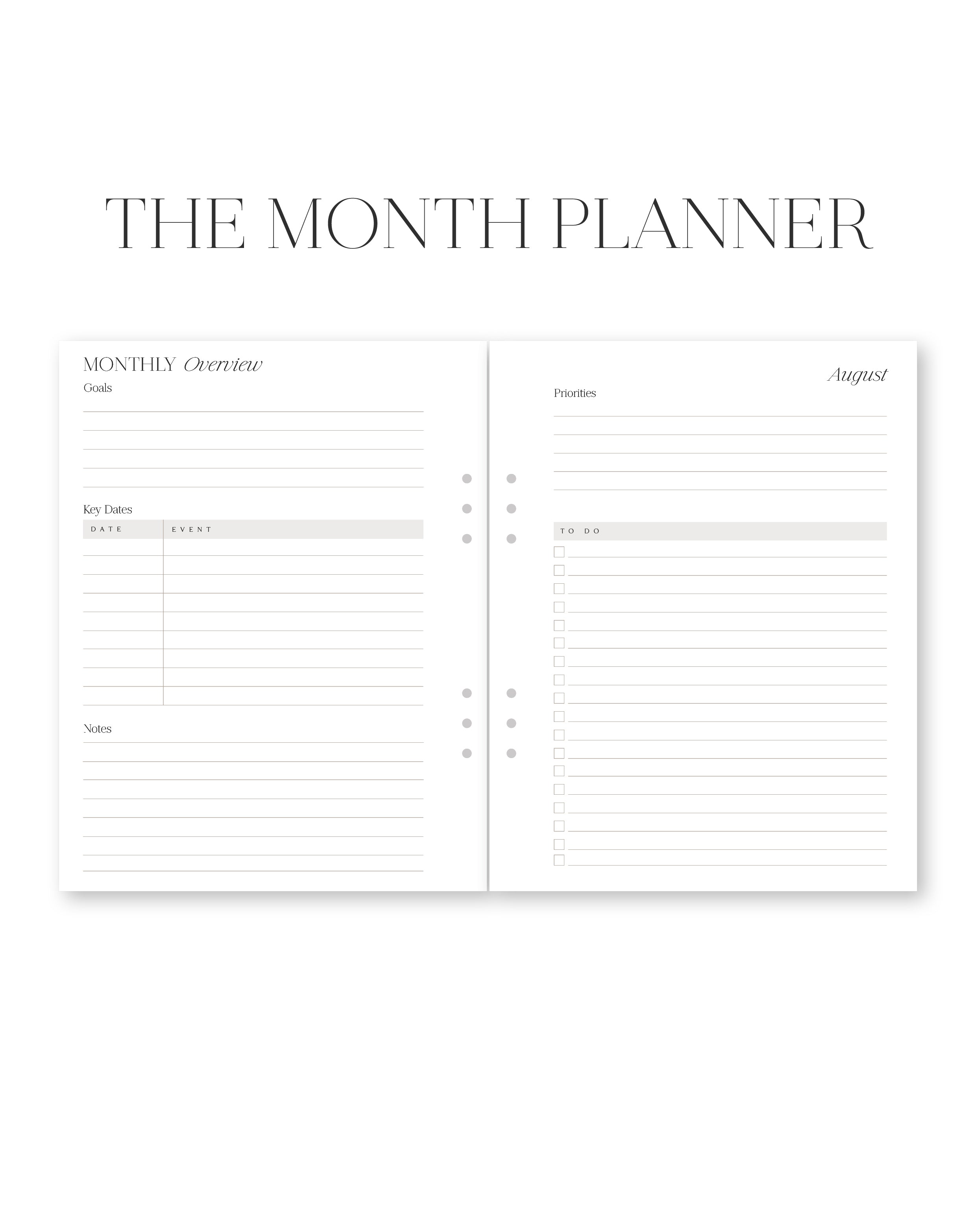 Student planner month by month planner